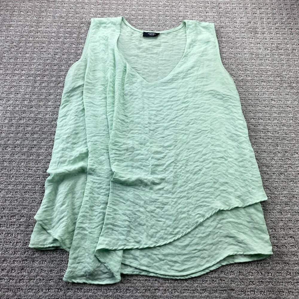 Como Black Women's Shirt Blouse Sleeveless Green